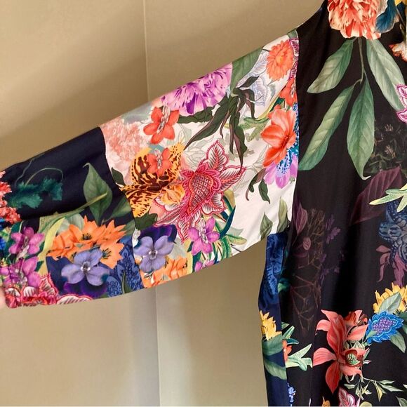 NEW Johnny Was Neon Jungle Mix Easy Patchwork Button Tunic Dress Silk Size L - Picture 9 of 16